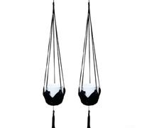 Eawfgtuw Lot de 2 suspensions de plantes en macramé pour intérieur et extérieur, panier de pot de fleurs en corde de chanvre avec crochet, 100 cm, panier suspendu en jute pour bohème (corde en coton