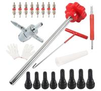 Eawfgtuw Lot de 22 outils de valve de pneu à changement rapide pour voitures, camions, motos avec crochet en forme de T, tube de positionnement conique en métal, tige poussoir TR413, noyau de valve à