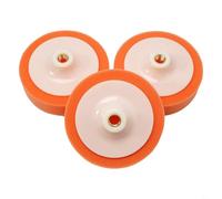 Eawfgtuw Lot de 3 tampons de polissage en mousse réutilisables pour polisseuse de voiture, roue de polissage orange avec filetage de 16 mm, 150 mm