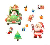 Eawfgtuw Lot de 4 autocollants de Noël statiques en PVC avec motif Père Noël et arbre pour portes en verre, miroirs et vitrines de vacances