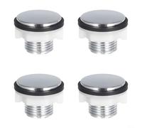 Eawfgtuw Lot de 4 bouchons d'entrée latéraux pour réservoir de toilettes avec finition galvanisée 3/8" fileté - Joint décoratif pour trous inutilisés dans les salles de bains (trois points)