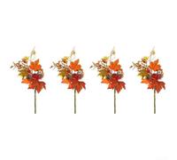 Eawfgtuw Lot de 4 citrouilles artificielles et baies de décoration d'automne avec feuilles d'érable vibrantes, arrangement floral artificiel de 45 cm pour récolte, Thanksgiving, Halloween (B038)