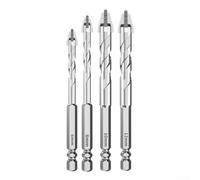 Eawfgtuw Lot de 4 forets en alliage à 9 lames pour béton, marbre, verre, carrelage, brique, bois, outils de perçage 6 mm, 8 mm, 10 mm, 12 mm avec étui de rangement