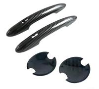Eawfgtuw Lot de 4 garnitures de poignée de porte en fibre de carbone noire pour Mini Cooper S F65 F66 F67 2024 2025, kit de protection de bol extérieur ABS, finition brillante, pour une installation