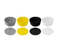 Eawfgtuw Lot de 4 pots de fleurs ronds en plastique avec trou de drainage - Pour intérieur et extérieur - 16,5 x 20,8 x 9 cm et 12 x 15 x 6,5 cm - Noir et gris (taille M)