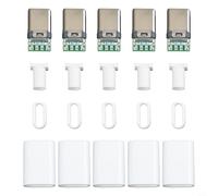 Eawfgtuw Lot de 5 câbles de soudure USB 3.1 type C mâle PCB avec coque noire ou blanche (blanc)