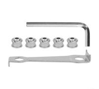 Eawfgtuw Lot de 5 vis de pédalier de vélo en alliage d'aluminium de 4,9 mm avec clé de montage et clé hexagonale, couleurs anodisées usinées CNC, pour une longue durée de vie (argent)