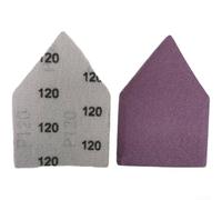Eawfgtuw Lot de 50 feuilles abrasives triangulaires en alumine Grain 80-240 90 x 65 mm avec dos pour le travail du bois, la restauration de meubles, la finition du métal