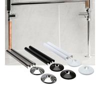 Eawfgtuw Lot de 8 cache-tuyaux et colliers de radiateur de 200 mm pour tuyaux de 15 mm, pour une installation facile à clipser, finition effet chromé pour salle de bain et chauffage domestique (blanc)