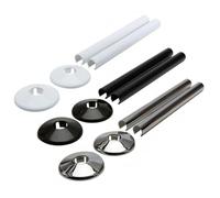 Eawfgtuw Lot de 8 cache-tuyaux et colliers de radiateur de 200 mm pour tuyaux de 15 mm, pour une installation facile à clipser, finition effet chromé pour salle de bain et chauffage domestique (noir)