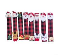 Eawfgtuw Lot de 8 poignées de porte décoratives non tissées pour réfrigérateur, micro-ondes et four, motif 3D bonhomme de neige et renne