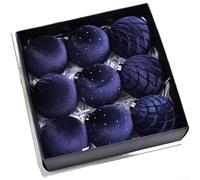 Eawfgtuw Lot de 9 décorations de Noël en velours à suspendre pour sapin de vacances avec diamants étincelants - Art moderne pour décoration d'intérieur - Blanc, bleu marine (B)