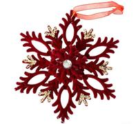 Eawfgtuw Lot de décorations à suspendre en velours rouge pour sapin de Noël avec guirlande, nœuds, flocons de neige, rennes et symboles de vacances, ornements en plastique pour maison festive (F)