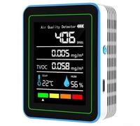 Eawfgtuw Moniteur de qualité de l'air intérieur 5 en 1 avec TVOC, détection de température et d'humidité, écran TFT de 2,8", télécommande par application, batterie rechargeable 1200 mAh, blanc