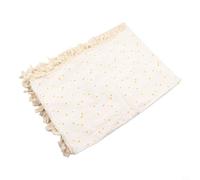 Eawfgtuw Nappe de jardin motif marguerites de 140 x 200 cm, pour extérieur et intérieur, mélange de coton et lin avec pompons, résistante aux intempéries et aux UV, pour terrasse, salle à manger et