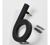 Eawfgtuw Numéros de maison d'extérieur en ABS noir de 12,7 cm pour mur ou portail, flottant et encastrable avec clous inclus, compatible avec brique et béton (6)