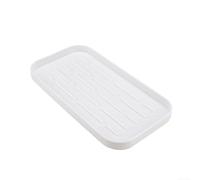 Eawfgtuw Organiseur d'évier de cuisine en silicone avec stries surélevées pour un séchage rapide et une protection contre la chaleur, comptoir et rangement latéral pour évier (blanc)