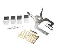 Eawfgtuw Outil de presse à frettes portable pour guitare et basse luthiers avec 9 inserts de rayon 7,25/9,5/10/12/14/15/16/17/20 - Construction en acier avec molette (presse à frettes avec 9 inserts