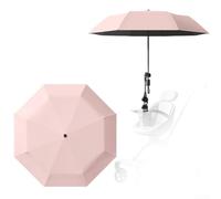 Eawfgtuw Parasol pour poussette UPF 50+ avec dispositif de fixation à clip, cadre en métal, grande couverture pour poussette et landau (rose)