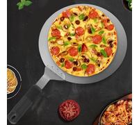 Eawfgtuw Pelle à pizza en acier inoxydable avec poignée, plateau de cuisson de 25,4 cm pour pain, pâtisseries et gâteaux, outil de four résistant à la rouille pour soulever et servir en toute sécurité