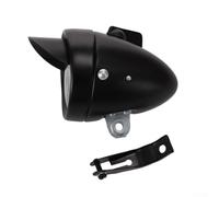 Eawfgtuw Phare avant vintage pour vélo classique chromé avec coque en métal 160 degrés LED blanches pour conduite de nuit sécurité argent noir alimenté par batterie (noir)