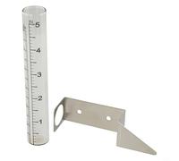 Eawfgtuw Pluviomètre extérieur en verre de 12,7 cm avec support en acier inoxydable - Tube texturé transparent pour une utilisation toute l'année, pour des mesures faciles à lire, pour une durabilité