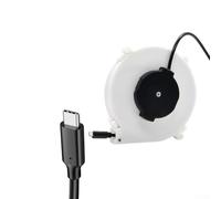 Eawfgtuw pour enrouleur de câble télescopique rétractable automatique de 1,2 m pour câble d'alimentation portable USB-C de 3 m, ABS ignifuge, blanc (1,2 m de type C)