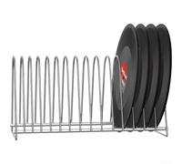 Eawfgtuw Présentoir à disques vinyles en acier inoxydable avec plusieurs fentes de rangement pour disques de 17,8 et 30,5 cm, étagère minimaliste pour bureau ou comptoir