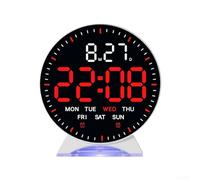 Eawfgtuw Réveil électronique LED avec affichage multifonction, heure, date, jour et trotteuse sautante, luminosité réglable, veilleuse, double alarme (E)