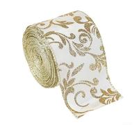 Eawfgtuw Ruban en tulle polyester à paillettes avec motif tourbillon et bord métallique, pour décoration d'arbre de Noël, emballage, décoration de bouquet, fête de mariage (ruban imprimé)