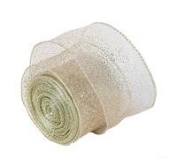Eawfgtuw Ruban en tulle polyester à paillettes avec motif tourbillon et bord métallique, pour décoration d'arbre de Noël, emballage, bouquet, fête de mariage (transparent)
