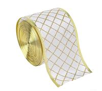 Eawfgtuw Ruban en tulle polyester à paillettes avec motif tourbillon et bord métallique, pour décoration d'arbre de Noël, emballage, décoration de bouquet, fête de mariage (grille de ceinture)