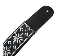 Eawfgtuw Sangle de guitare réglable avec extrémités en coton et cuir brodées, longueur de 94 à 156 cm pour guitare basse électrique acoustique, médiators inclus (310)