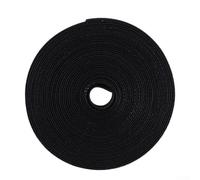 Eawfgtuw Sangle de rangement réutilisable en polyester pour la gestion des câbles - 5 m x 1,2 cm - Pour la maison, le bureau, les cordons électriques et le stockage de câbles de données, blanc (noir)