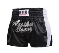 Eawfgtuw Short de boxe unisexe pour homme et femme, pour entraînement MMA, Muay Thai, avec taille élastique, équipement de combat en polyester respirant pour adultes, rose (noir) (M)