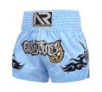Eawfgtuw Short de boxe unisexe pour MMA, Muay Thai, fitness, mélange de fibres respirantes avec taille élastique, taille M à XXL, bleu (M, bleu)