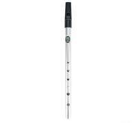 Eawfgtuw Sifflet irlandais en Do - 6 trous pour flûte penny en étain pour musique irlandaise traditionnelle, clé de do, construction en métal et ABS, options or, argent, noir (clé D argentée)