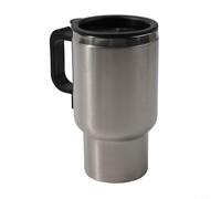 Eawfgtuw Tasse chauffante de voyage en acier inoxydable de 12 V 500 ml avec isolation sous vide et témoin lumineux, bouilloire électrique portable 120 W pour café et boissons chaudes,