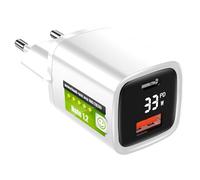 Eaxus® Chargeur USB C avec écran LCD - Bloc d'alimentation USB 33W avec Power Delivery / QC4.0 & Fonction de Charge Rapide. 2 Ports, Noir