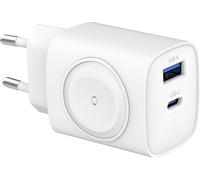 Eaxus Ladestation 3in1 Station de charge USB 22.0 W 1x USB-A, 1x USB-C®, 1x Apple MagSafe Fast Charge, Magsafe blanc intérieure chargeur sans fil, chargeur