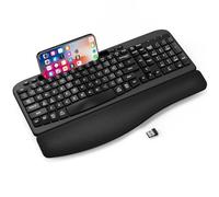 EAYBLLY Wave Keys Clavier ergonomique sans fil avec repose-poignet rembourré, confortable et naturel, pour grandes mains, clavier d'ordinateur USB sans fil 2,4 GHz, pour Windows, ordinateur portable,