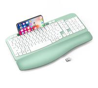 EAYBLLY Wave Keys Clavier ergonomique sans fil avec repose-poignet rembourré, confortable et naturel, pour grandes mains, clavier d'ordinateur USB sans fil 2,4 GHz, pour Windows, ordinateur portable,