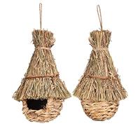 Eayoly Nid de Colibri Naturel pour l'extérieur - Poche de nid d'oiseau tissée à la Main | Nichoir Universel pour Colibri, Troglodyte, Pinson en Osier, mésange, Moineau et Plus