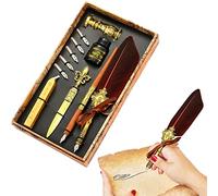 Eayoly Plumes d'oie Vintage - Kit Stylo Plume Calligraphie Vintage - L'ensemble d'encre pour Stylo Plume Comprend Un Stylo Plume, l'encre, des Pointes Rechange, Un Outil enveloppe