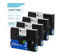 EazeID Lot de 4 rubans d'étiquettes de rechange compatibles pour TZe-135 TZ135 compatible avec Brother P-Touch Blanc sur transparent 1/2" 8 m pour recharges d'étiquettes PT-D210 PT-D220 PT-H110