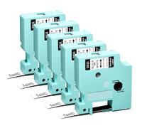 EazeID Lot de 5 recharges pour étiqueteuse LM1600 D1600 D1600 compatibles avec Dymo D1 45013 S0720530 LabelManager 160 280 360D Colorpop D1 Cassette pour étiqueteuse, 1,27 cm x 7,9 m, noir sur blanc
