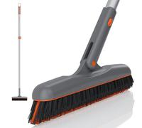 eazer Brosse à joints avec long manche - Mise à niveau, rotation à 180 °, outil de nettoyage de joints de carrelage, nettoyeur de douche en forme de V, poils rigides pour nettoyer les murs de salle de