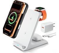 Eazpower Chargeur sans fil pour coques épaisses de 10 mm/Otterbox/pour Popsocket, station de charge 3 en 1 pour iPhone 17 16 15 14 13 Pro Max, station de charge pour plusieurs appareils pour Apple