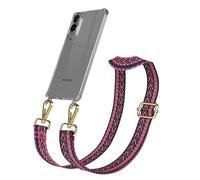 EAZY CASE - Chaîne de téléphone portable avec sangle réglable pour Galaxy S25 Edge - Sangle de sac à changer avec coque transparente pour étui de protection fine en rose, bleu, doré