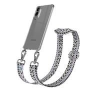 EAZY CASE - Chaîne de téléphone portable avec sangle réglable pour Galaxy S25 Edge - Sangle de sac à changer avec coque transparente pour étui de protection fine en violet, vert, argenté